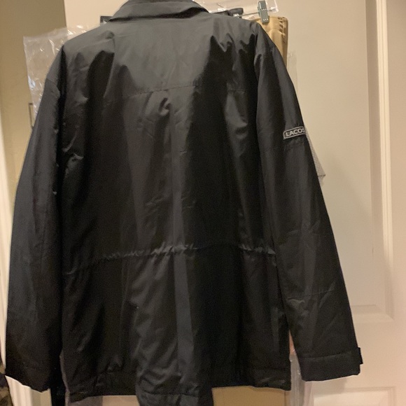 Coat with hoodie black I-zod Lacoste XL pockets on outside and inside like new - Picture 2 of 3